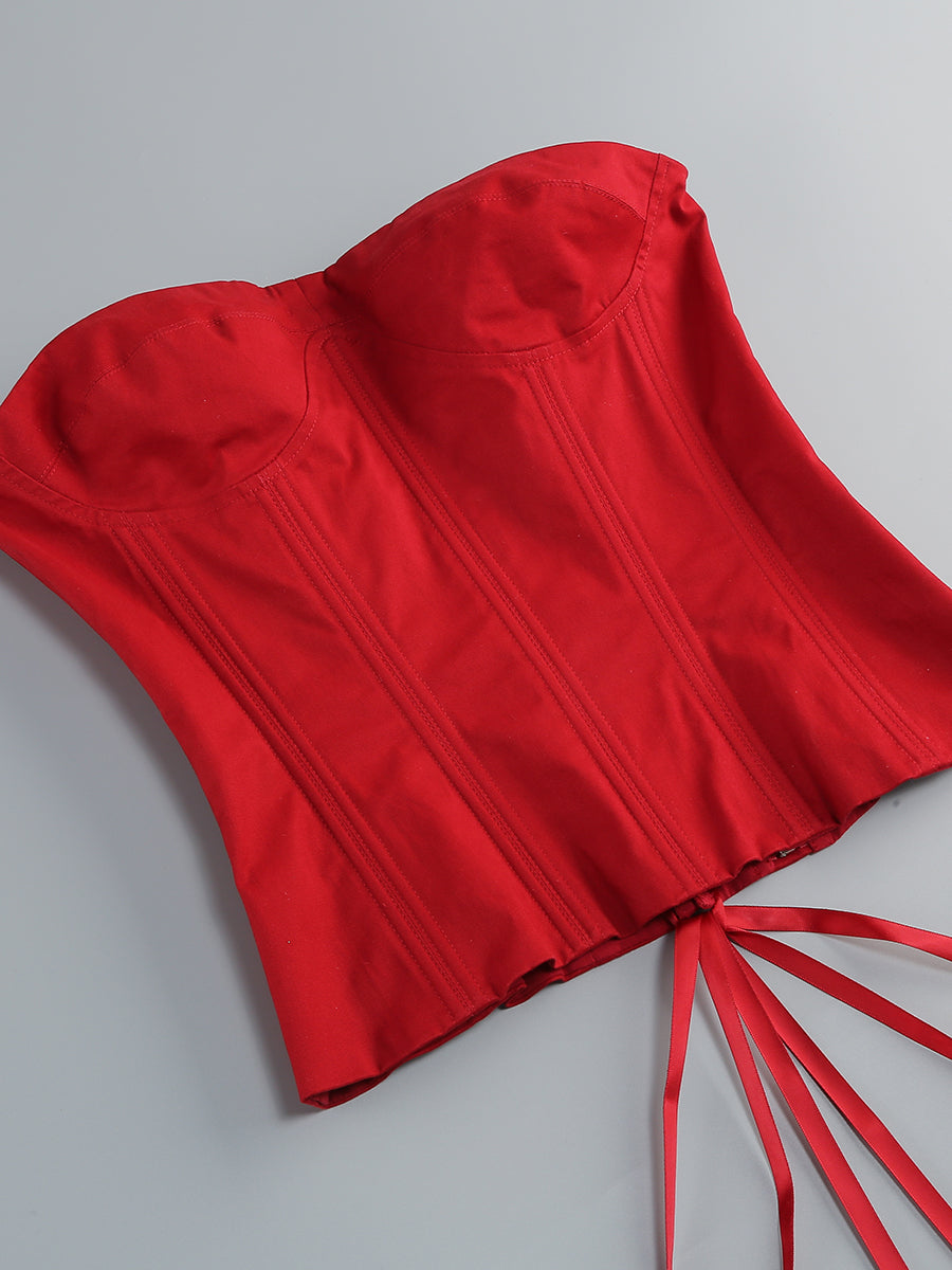Clegg Red Corset Flower Two-Piece Set Flowering Girl