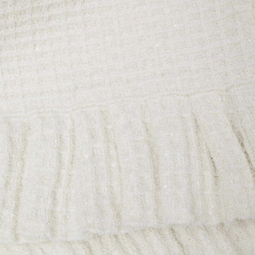 CREAM SEQUIN TEXTURED KNIT SKIRT Flowering Girl