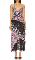 Georgia Black V Neck Floral Print Lace Maxi Dress Flowering Girl