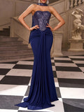Malika Blue Sequin Gown Flowering Girl