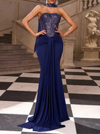 Malika Blue Sequin Gown Flowering Girl