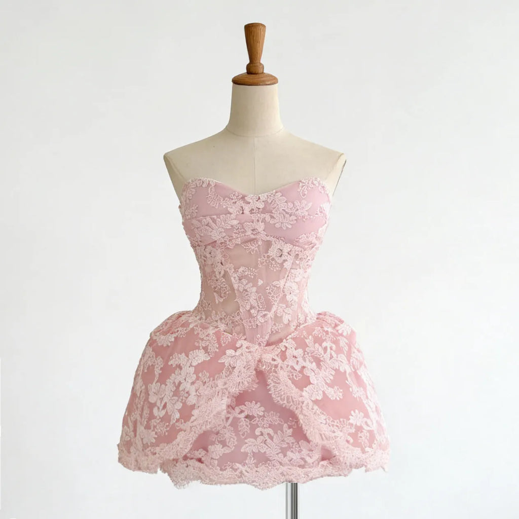 Lace Embroidered Bandeau Sleeveless Dress Flowering Girl