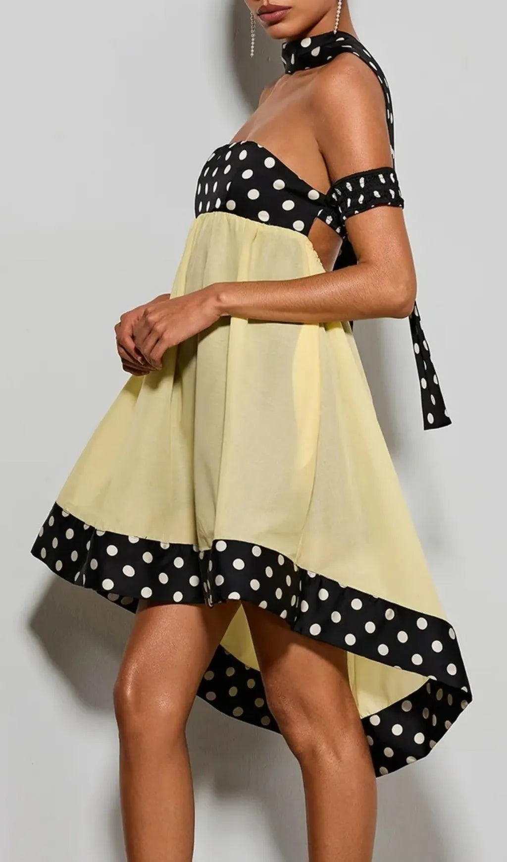 Velvandis Off Shoulder Dot Mini Dress Flowering Girl