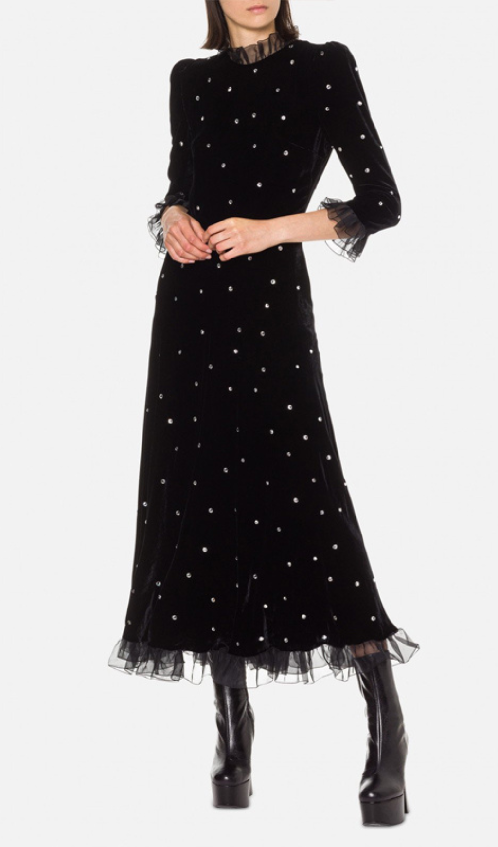 Abarne Velvet Dress With Crystals Flowering Girl