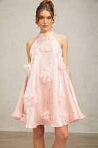 Quella Pink Flower Sleeveless A-Line Mini Dress Flowering Girl