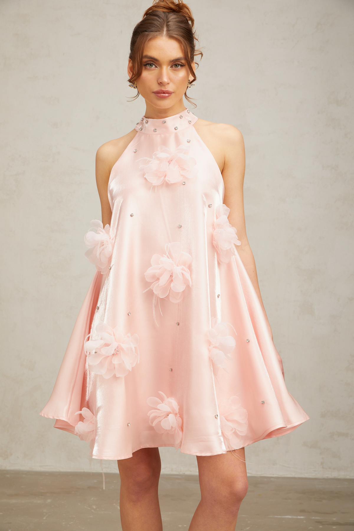 Quella Pink Flower Sleeveless A-Line Mini Dress Flowering Girl