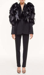 Elexis Black Ruffle Blazer Flowering Girl