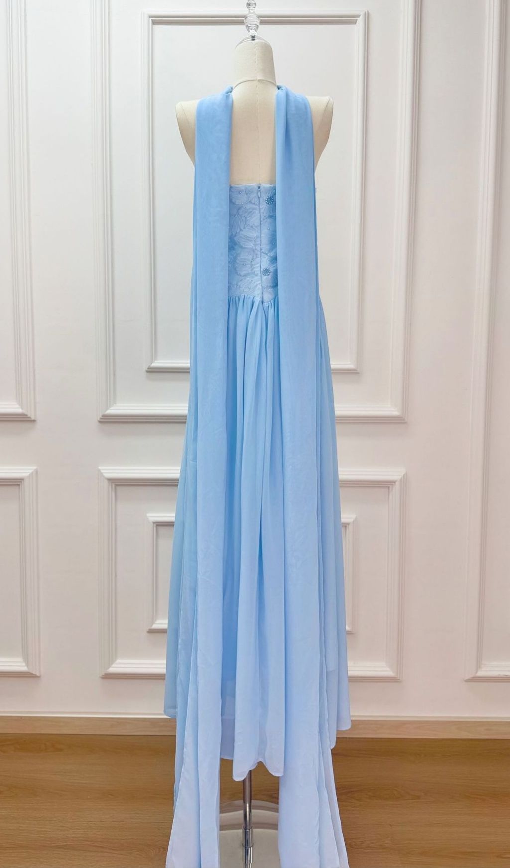 Kenley Blue Strapless Flower Maxi Dress Flowering Girl