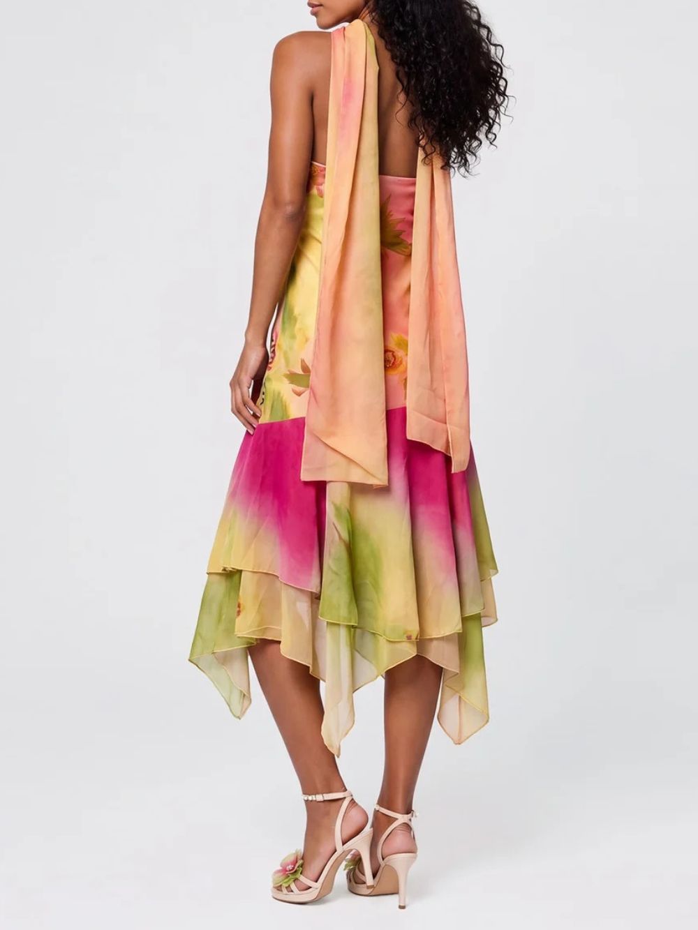 Yesmora Scarf Ruffle Floral Mini Dress Flowering Girl