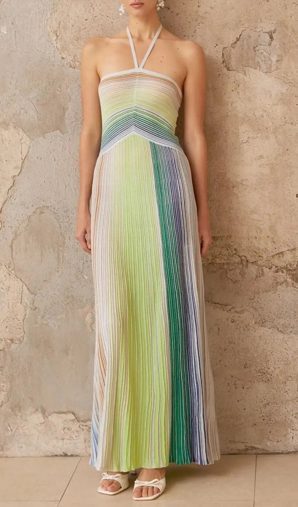 Serelith Metallic Knit Backless Maxi Dress Flowering Girl