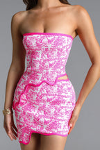 Trinaco Scalloped Print Pink Bandage Top and Skirt Set Flowering Girl
