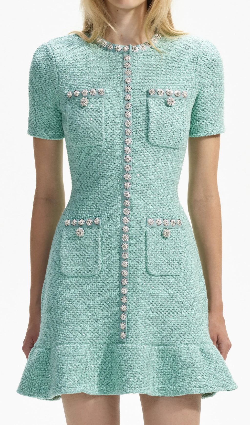 Arleth Mint Sequin Knit Mini Dress Flowering Girl