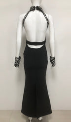 Elinor Black Diamond Halter Maxi Dress Flowering Girl