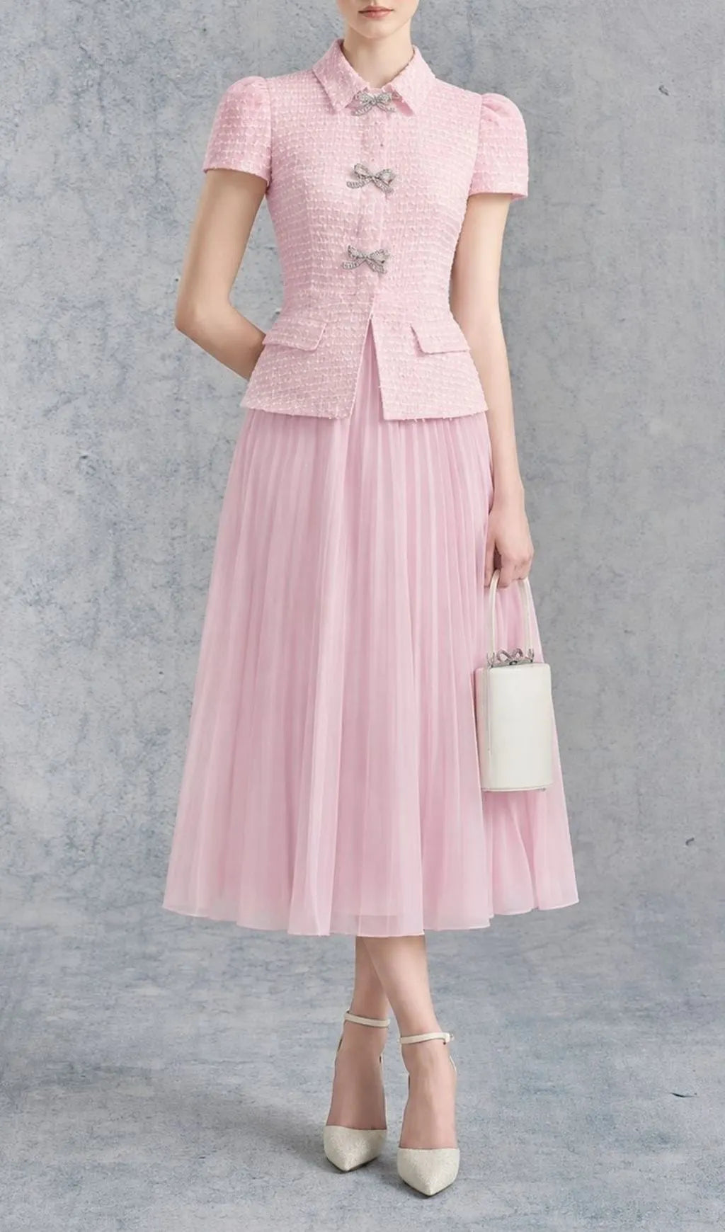 Larya Pink Bow Two-Piece Set Flowering Girl