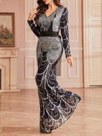 Mayana Black Sequin Long Sleeve Maxi Dress Flowering Girl