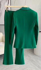 Gautier Green Blazer & Pants Set Flowering Girl