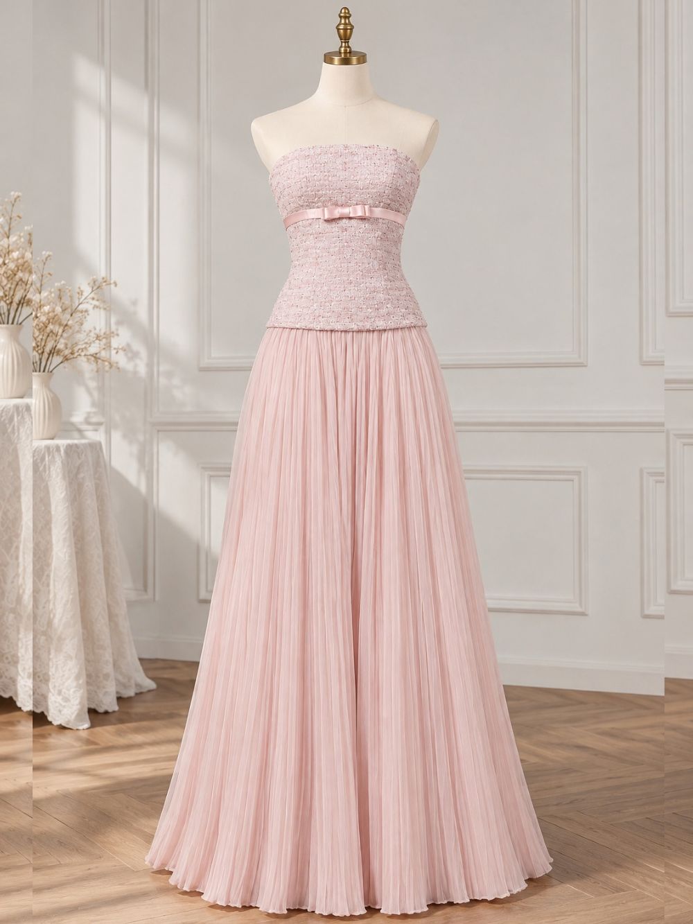 Miura Pink Strapless Maxi Dress Flowering Girl