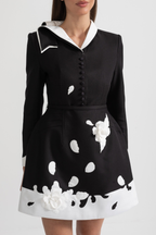 Tiaia Floral Appliqué Contrast Mini Dress - Black Flowering Girl