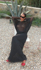 Isis Black Dot Long Sleeve Maxi Dress Flowering Girl