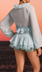Evarn Long Sleeve Ruffle Skirt Set Flowering Girl