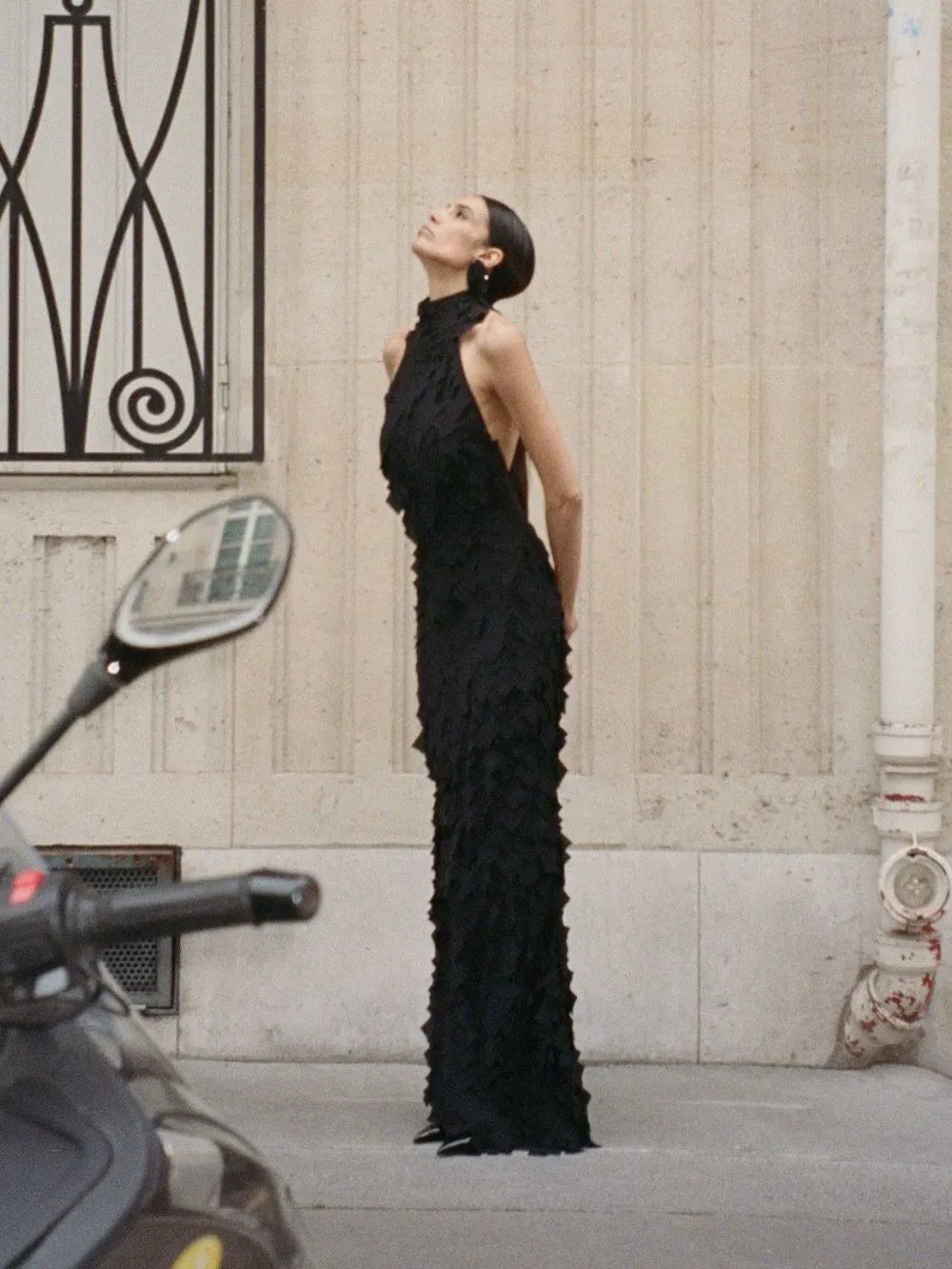 Melba Black Halter Maxi Dress Flowering Girl