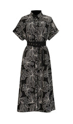Davan Black Flower Midi Dress Flowering Girl