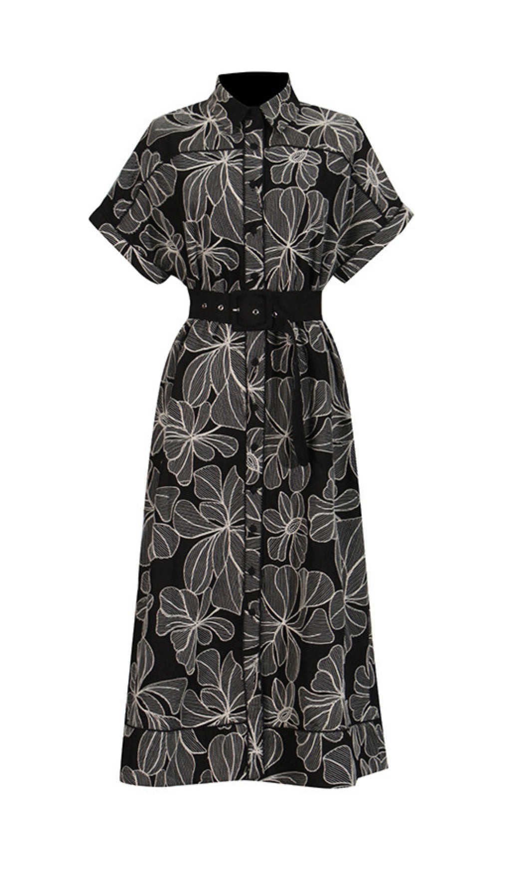 Davan Black Flower Midi Dress Flowering Girl