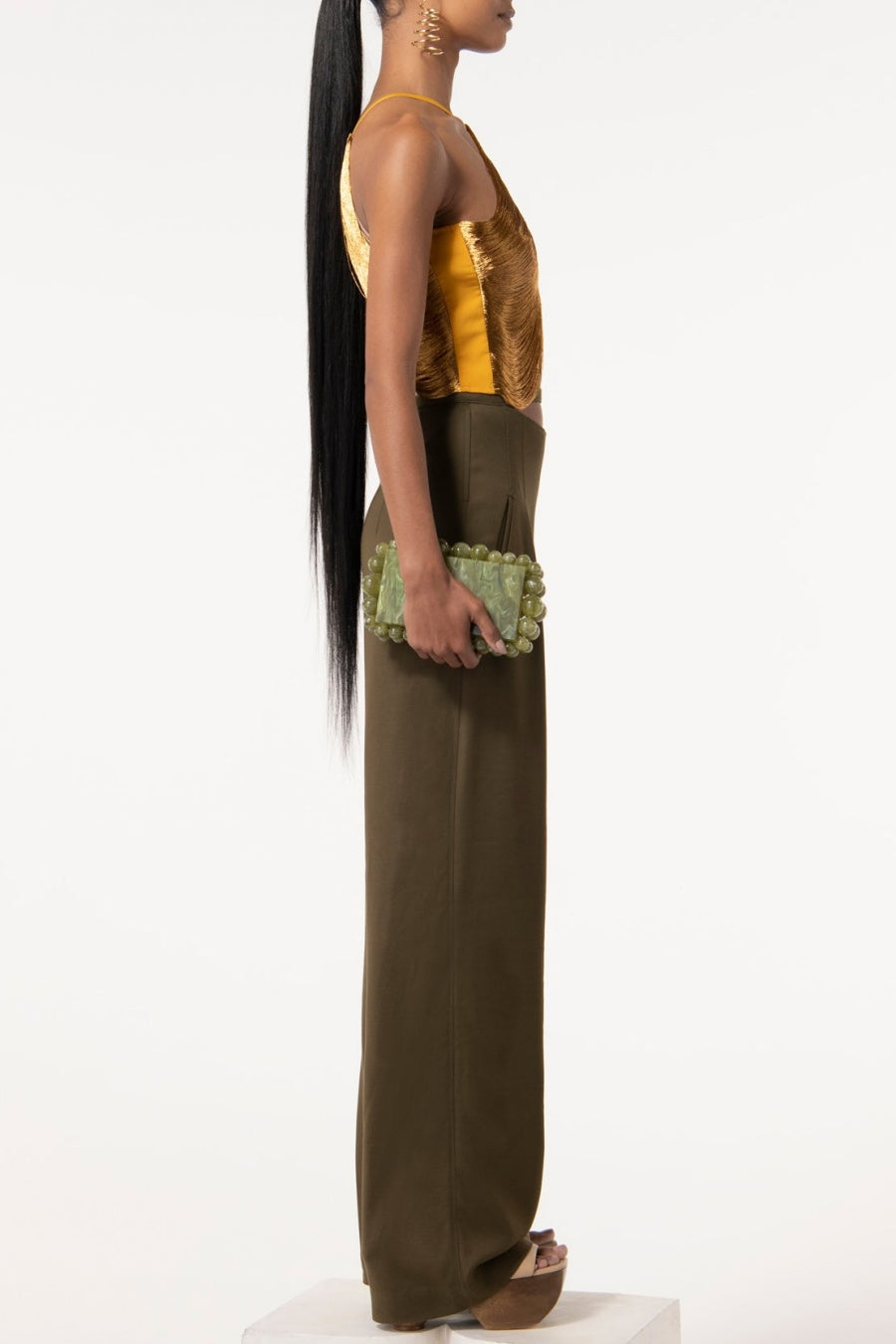 Veroty Halter Fringe Top - Gold Flowering Girl