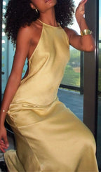 Laure Light Gold Backless Maxi Dress Flowering Girl