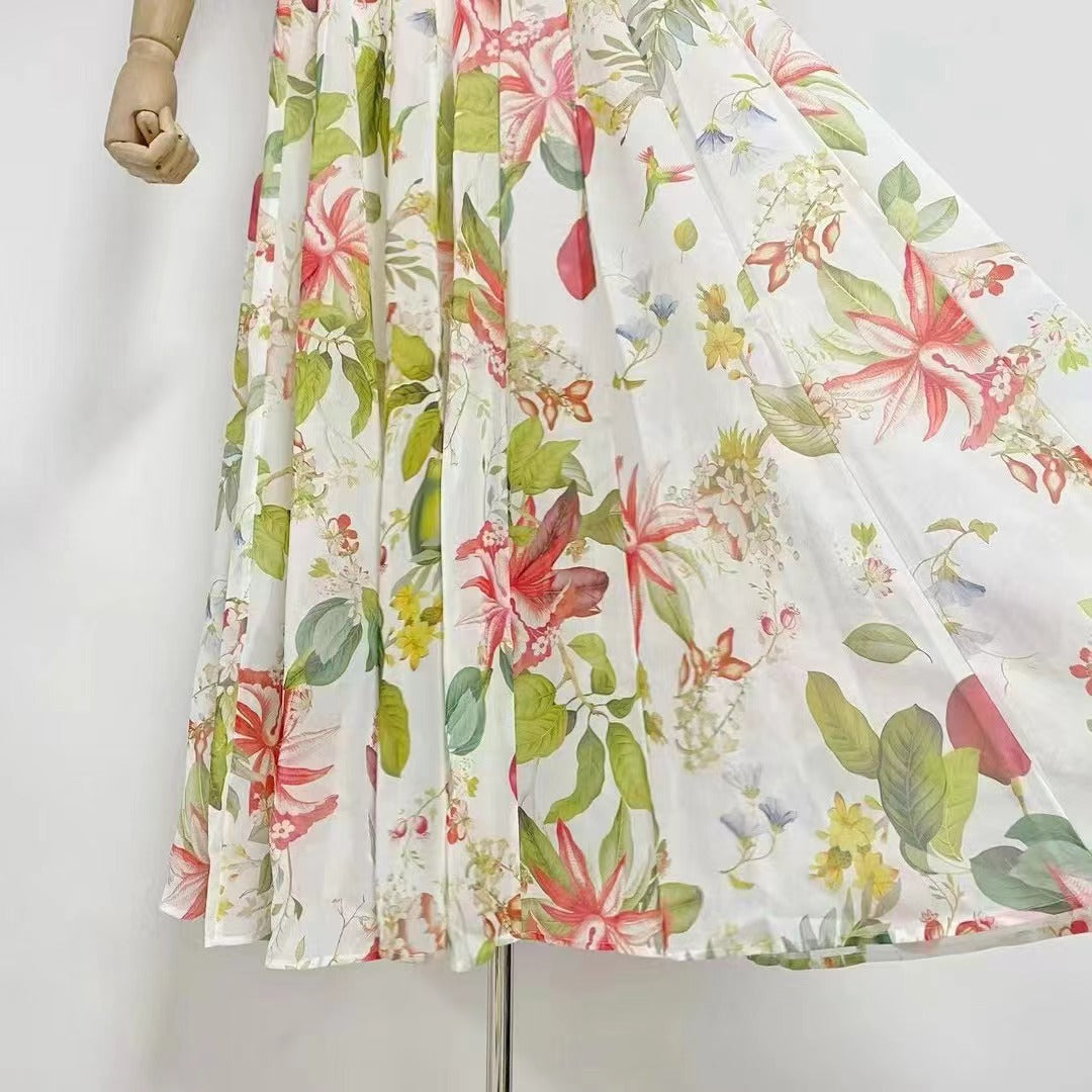 Multicolor Floral Print Fauna Gazar Gown Flowering Girl
