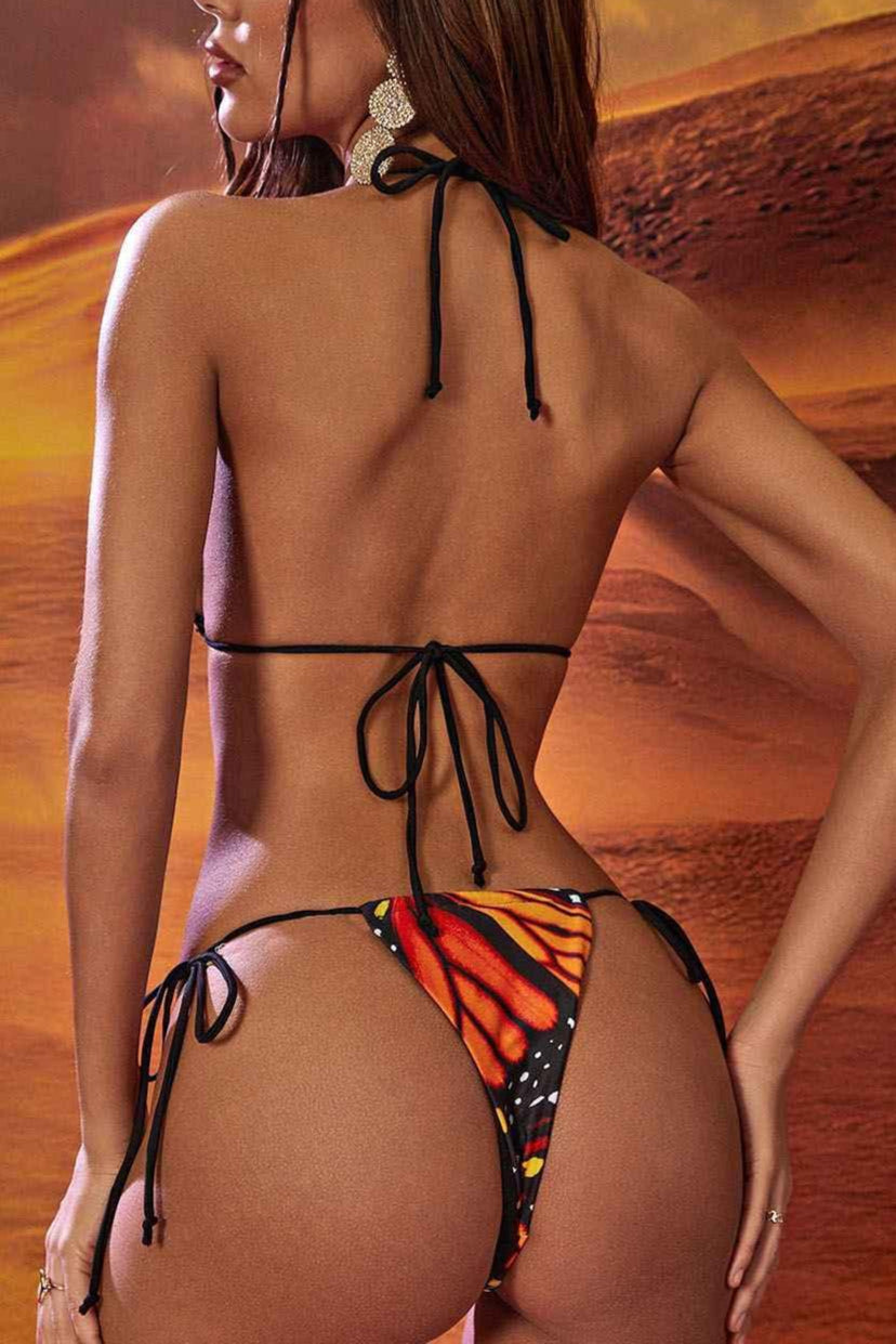 Maritza Butterfly Bikini Two Piece Set In Orange Flowering Girl