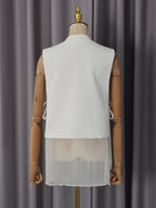 Magdaline Bow Diamante Vest Flowering Girl