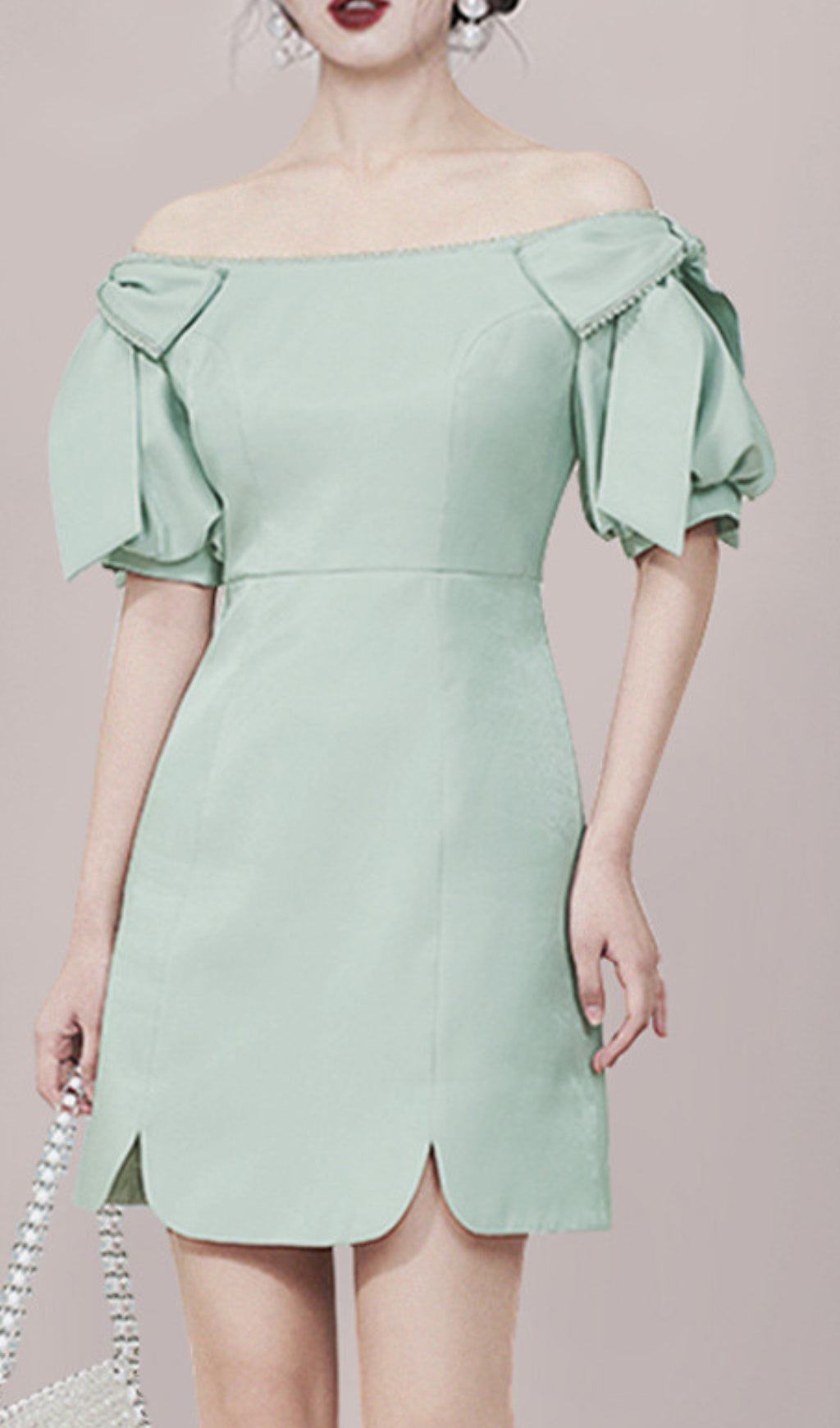 Donae Green Off-Shoulder Mini Dress Flowering Girl