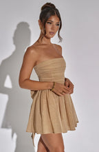 Katrina Mini Dress - Gold Sparkle Flowering Girl