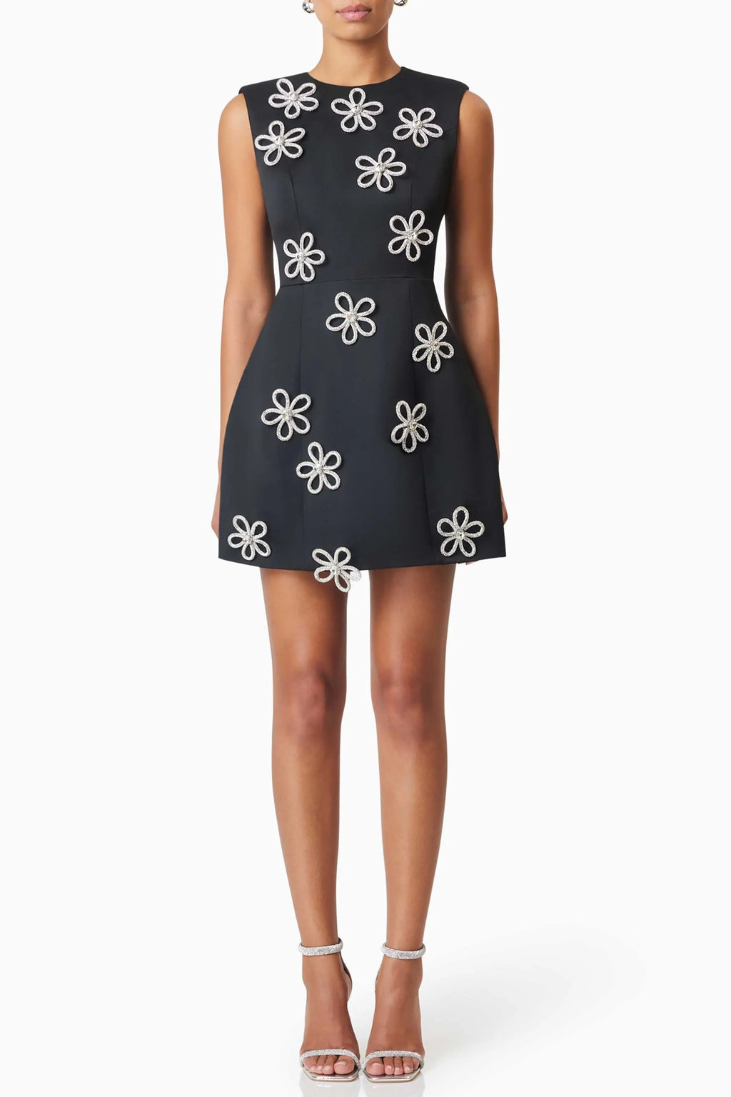 Maiara Diamante Mini Dress In Black Flowering Girl
