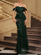 Margie Green Sequin Maxi Dress Flowering Girl