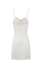 Satin Pearl Mini Dress In White Flowering Girl