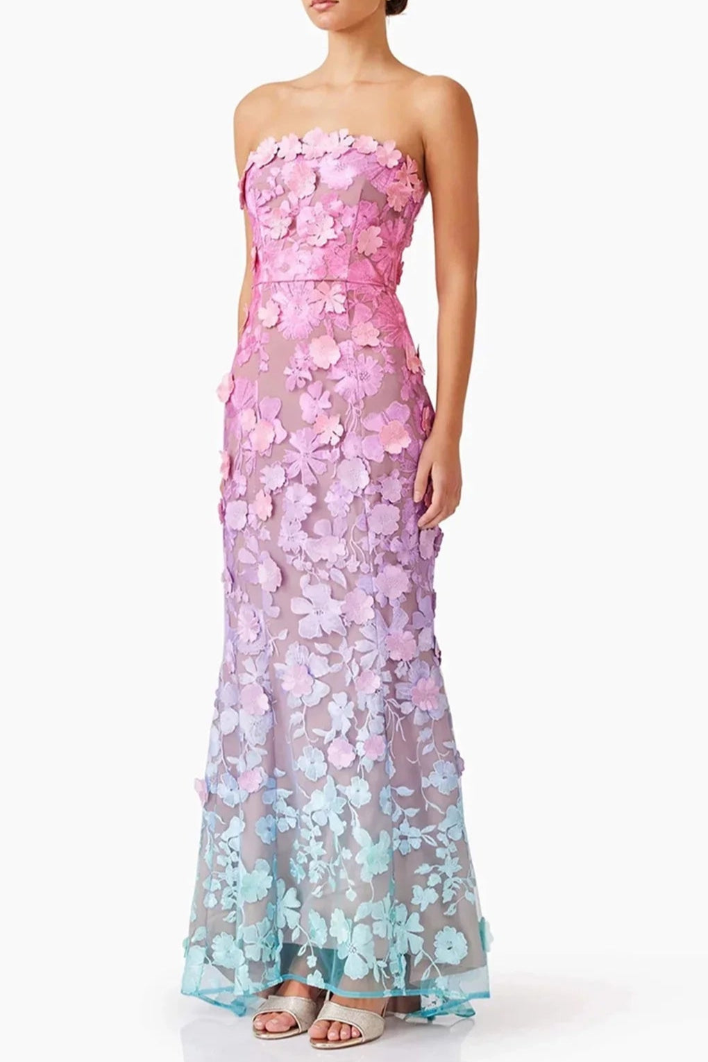 Off-Shoulder Sleeveless Gradient Dress Flowering Girl