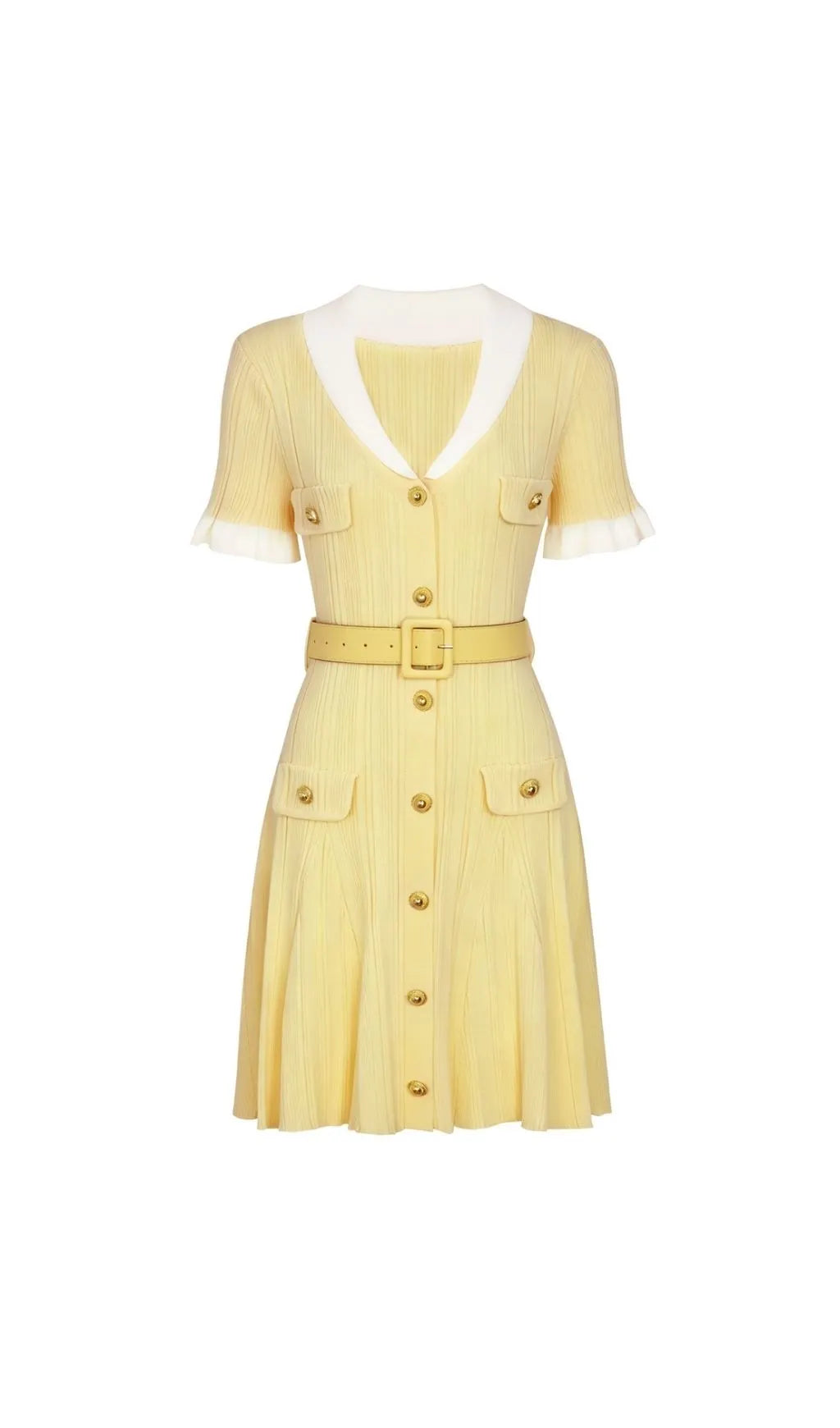 Madeline Yellow Short Sleeve Knit Mini Dress Flowering Girl