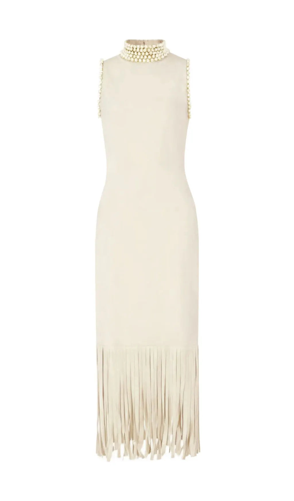 Junko Sleeveless Pearl Tassel Knit Maxi Dress Flowering Girl