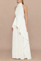 White Bandage Halter Irregular Maxi Dress Flowering Girl