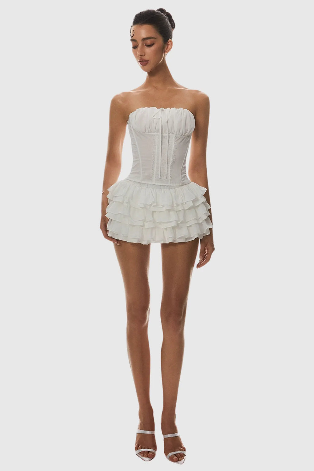 Panue Ruched Strapless Corset Flowering Girl