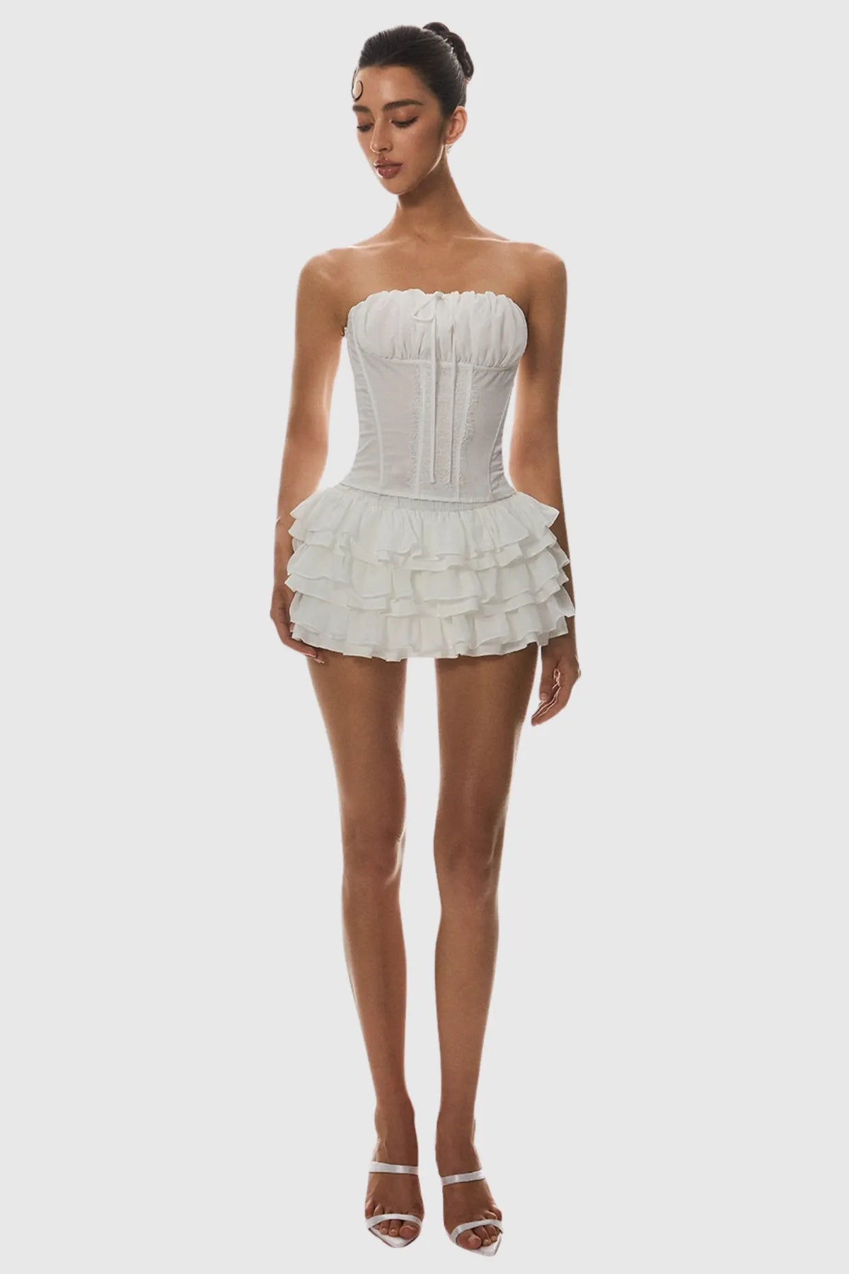 Panue Ruched Strapless Corset Flowering Girl
