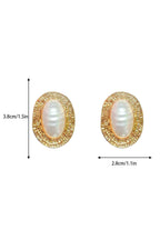 Vintage Textured Gold Oval Baroque Pearl Stud Earrings Flowering Girl