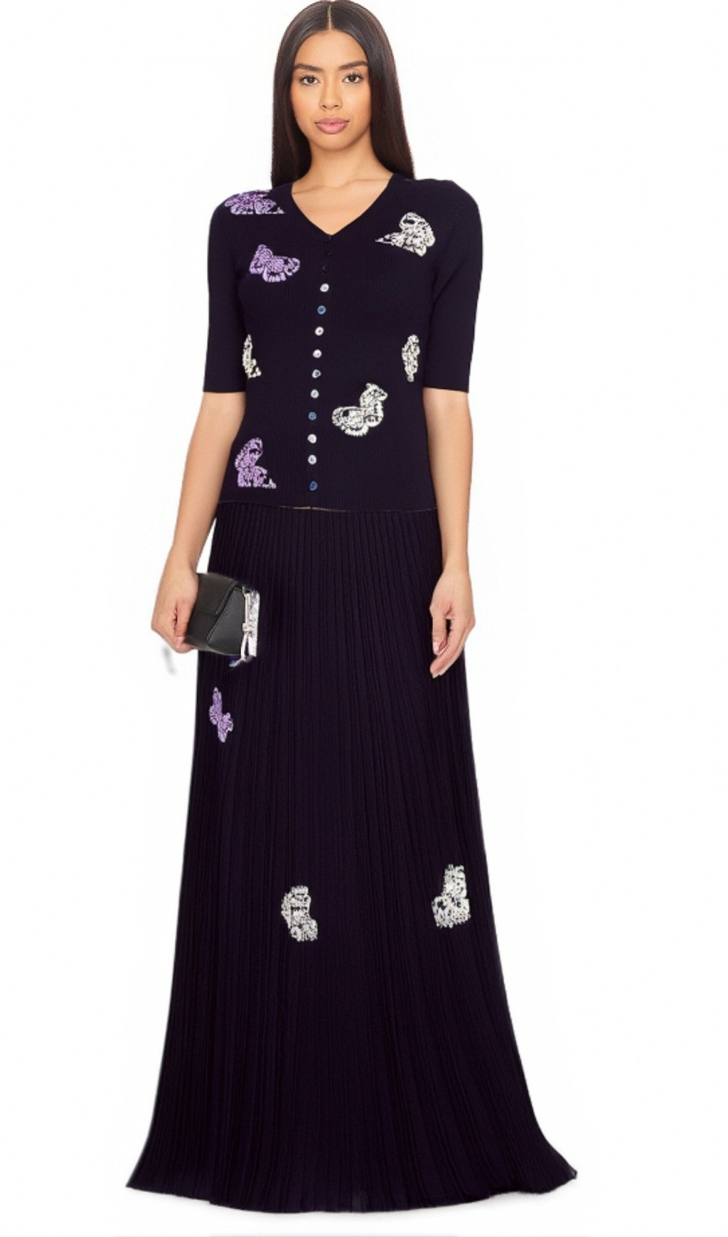 Delphine butterfly ribbed-knit top & skirt matching set Flowering Girl