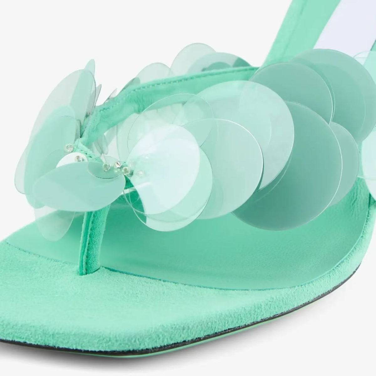 Kyveli Mint Sequin Heels Flowering Girl