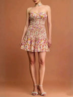 Marie Strapless Floral Mini Dress Flowering Girl