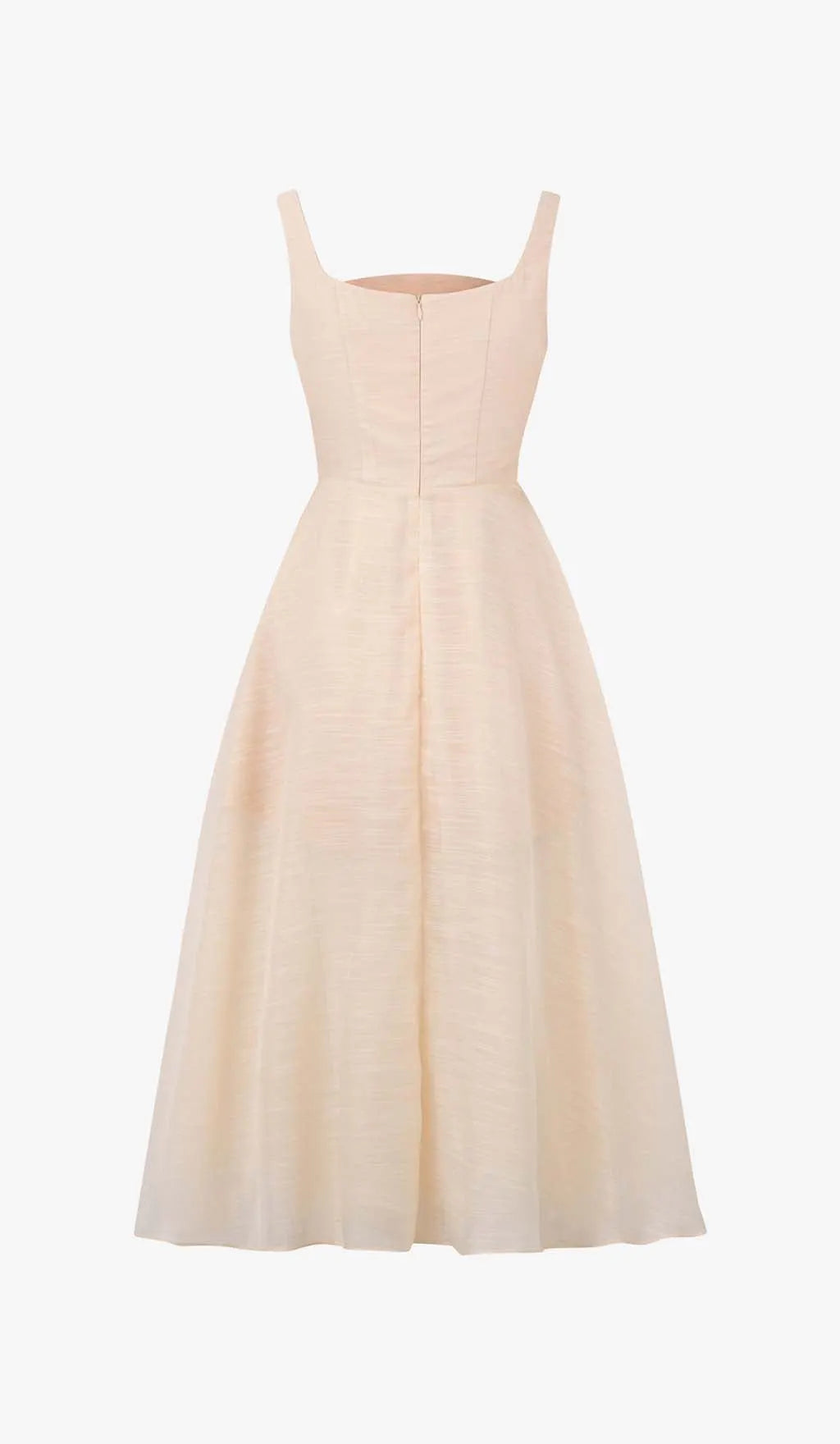 Pleated Cami Slim Midi Dress In White