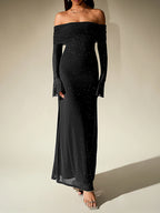 Sprinkled Strapless Long-Sleeved Maxi Dress Flowering Girl