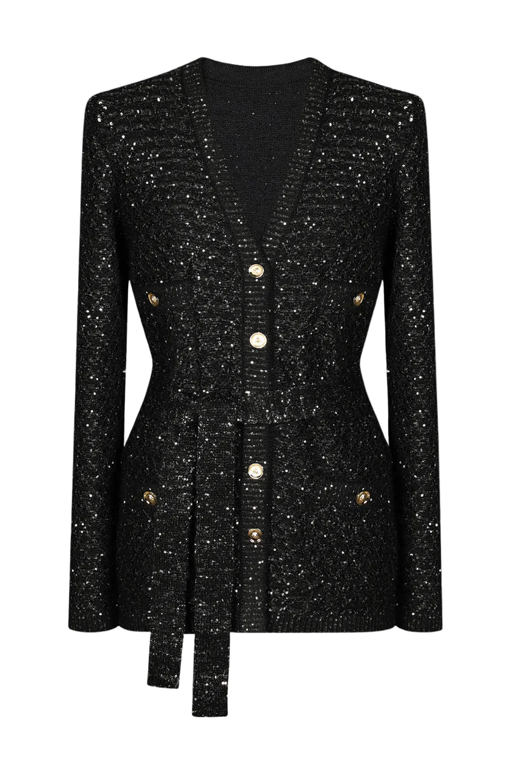 Emilia Sequin Embellished Cardigan - Black Flowering Girl